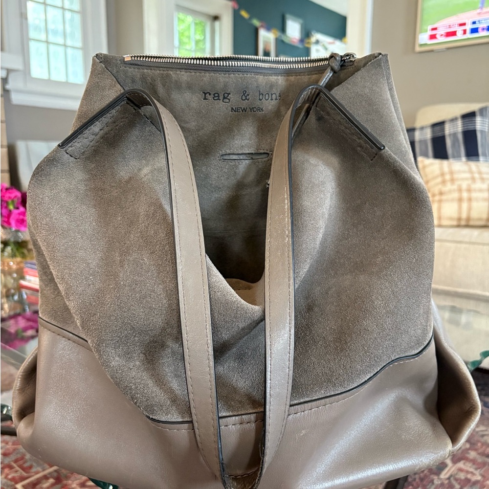 Rag & Bone Gray and Tan Leather Tote